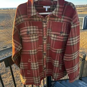 Maurices rusty orange, brown and Beige Plaid Jacket